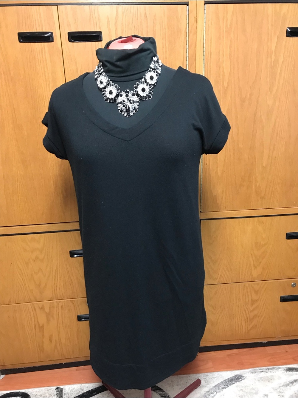 George Black V-Neck Short Sleeve Dress